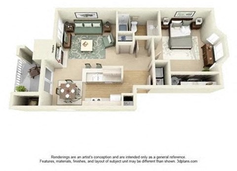 Capitol City 1 Bedroom Floorplan